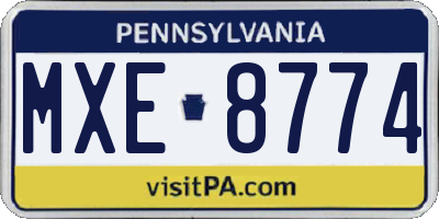 PA license plate MXE8774