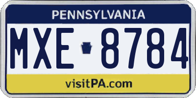 PA license plate MXE8784