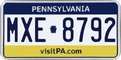 PA license plate MXE8792