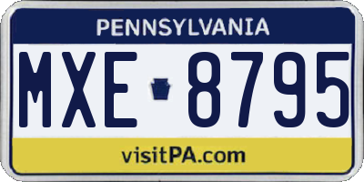PA license plate MXE8795