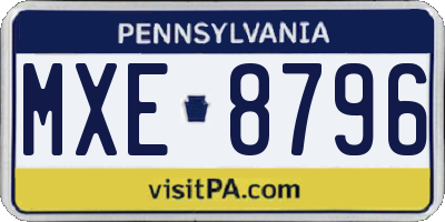 PA license plate MXE8796