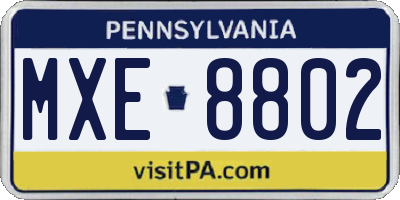 PA license plate MXE8802