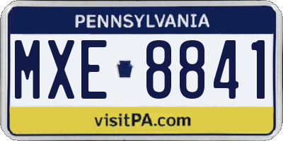 PA license plate MXE8841