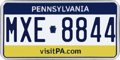 PA license plate MXE8844