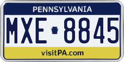 PA license plate MXE8845