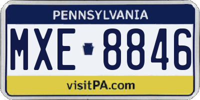 PA license plate MXE8846