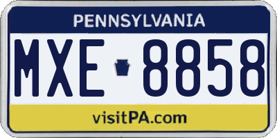 PA license plate MXE8858
