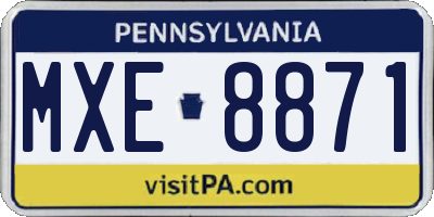 PA license plate MXE8871
