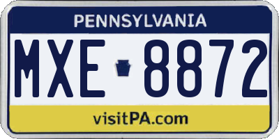 PA license plate MXE8872