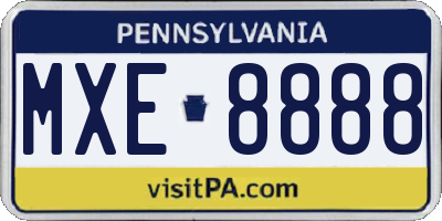 PA license plate MXE8888