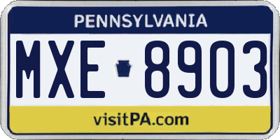 PA license plate MXE8903