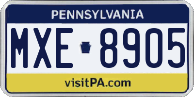 PA license plate MXE8905