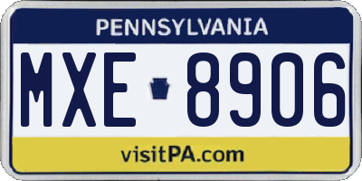 PA license plate MXE8906