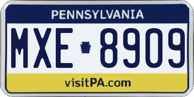 PA license plate MXE8909