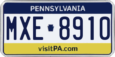 PA license plate MXE8910
