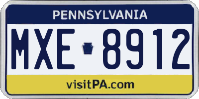 PA license plate MXE8912