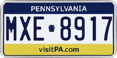 PA license plate MXE8917