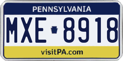 PA license plate MXE8918