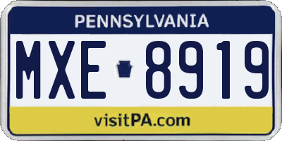 PA license plate MXE8919