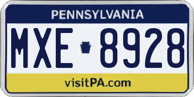 PA license plate MXE8928