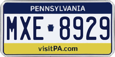 PA license plate MXE8929