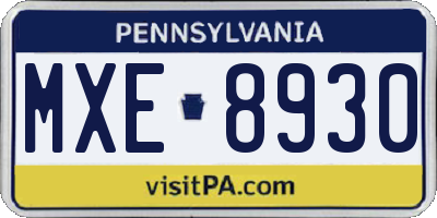 PA license plate MXE8930
