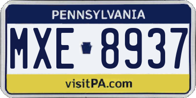 PA license plate MXE8937