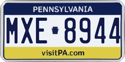 PA license plate MXE8944