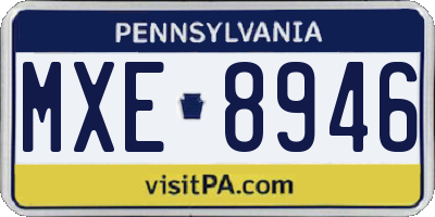 PA license plate MXE8946