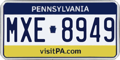 PA license plate MXE8949