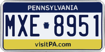 PA license plate MXE8951