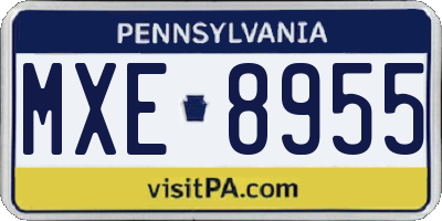PA license plate MXE8955