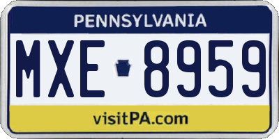 PA license plate MXE8959