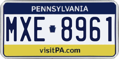 PA license plate MXE8961