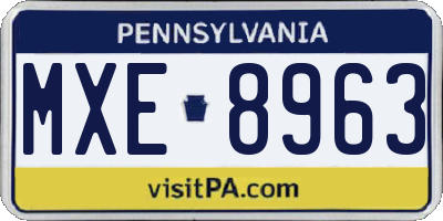 PA license plate MXE8963