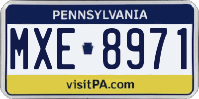 PA license plate MXE8971