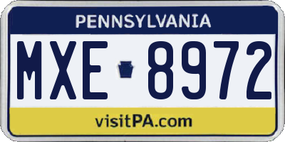 PA license plate MXE8972