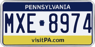 PA license plate MXE8974