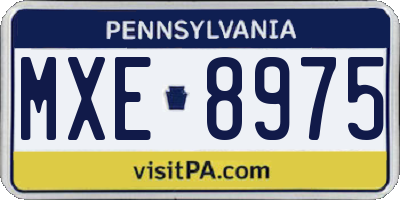 PA license plate MXE8975
