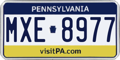 PA license plate MXE8977