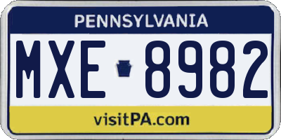 PA license plate MXE8982