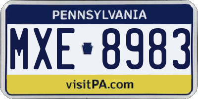 PA license plate MXE8983