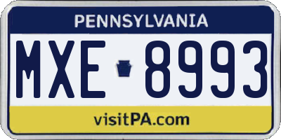 PA license plate MXE8993