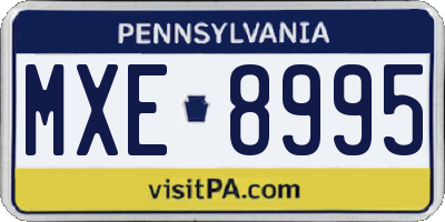 PA license plate MXE8995