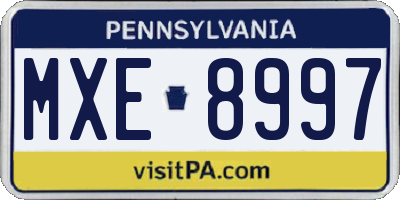PA license plate MXE8997