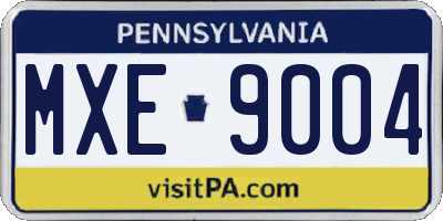 PA license plate MXE9004