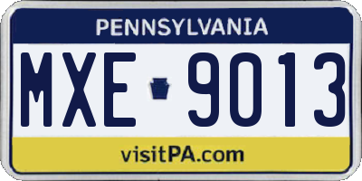 PA license plate MXE9013