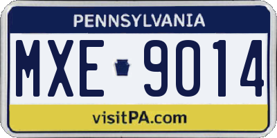 PA license plate MXE9014