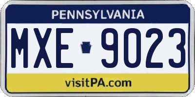 PA license plate MXE9023