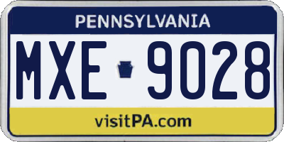 PA license plate MXE9028